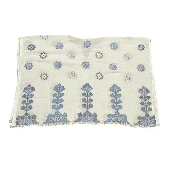 J Jill Ocean Breeze Jacquard Embroidered Open Cotton Poncho One Size Boho Beach - Picture 3 of 7